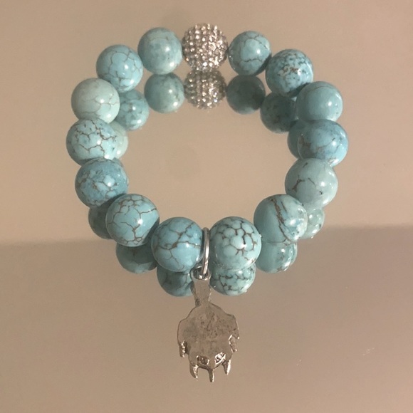 NWOT Genuine Turquoise Silver Charm Bracelet - Picture 3 of 5